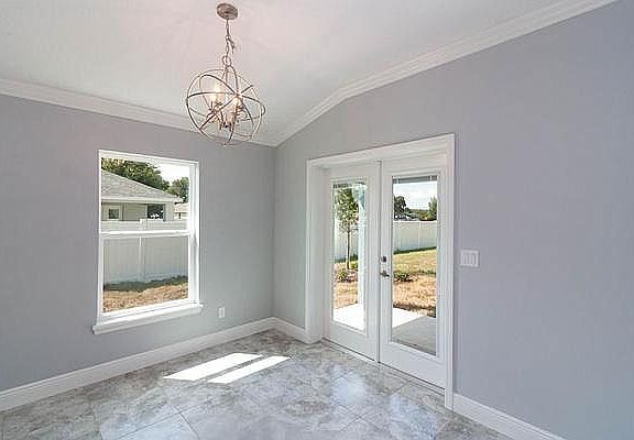 Dining area with french door