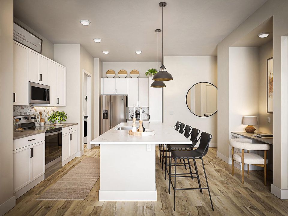 Kitchen with Desk Area, 3 Bedroom Floorplan