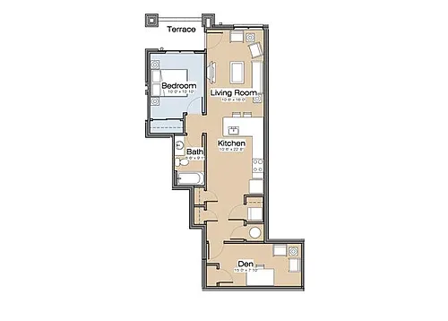 Floor plan Floor Plan D1B One Bedroom / One Bath