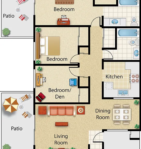 3 Bedroom Layouts (Income Restricted) Floorplan Diagram
