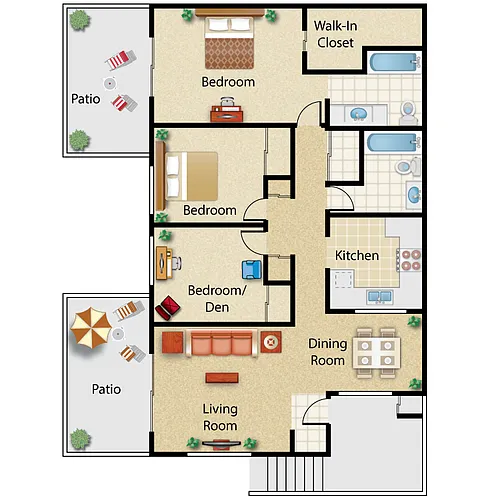 Floor plan 3 Bedroom Layouts (Income Restricted)