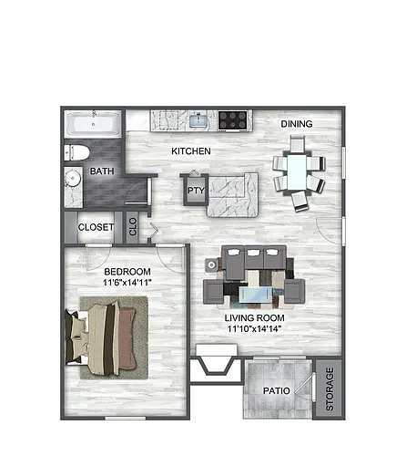 Floor plan A2 1 Bedroom