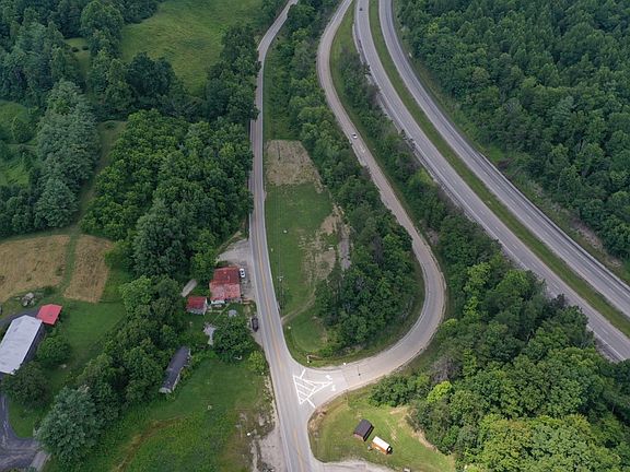 Aerial view from the south looking north across the property