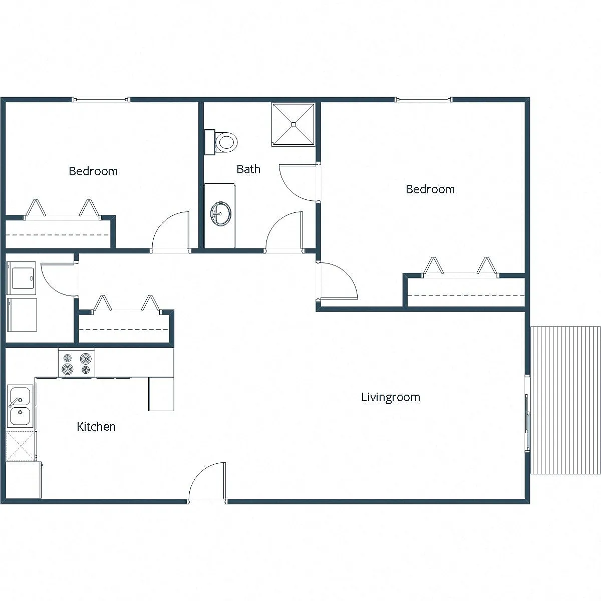 Floor plan Two Bedroom 21A
