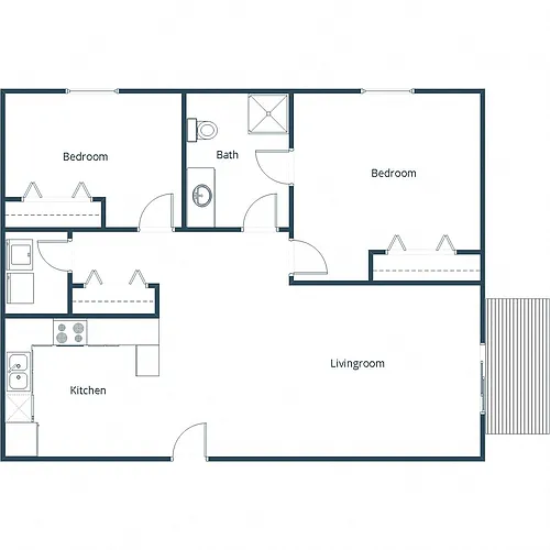 Floor plan Two Bedroom 21A
