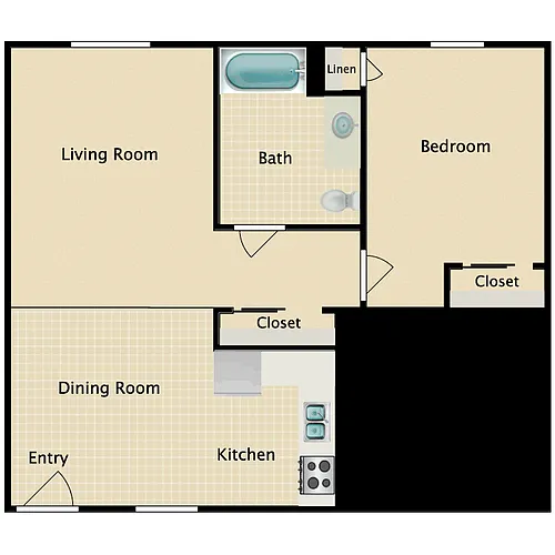 Floor plan 1BR 1BA