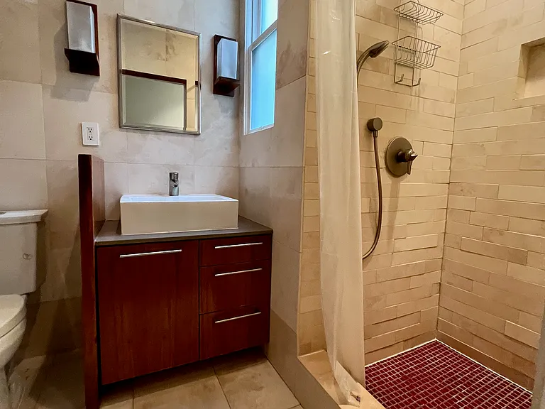 2nd bathroom has tub and shower