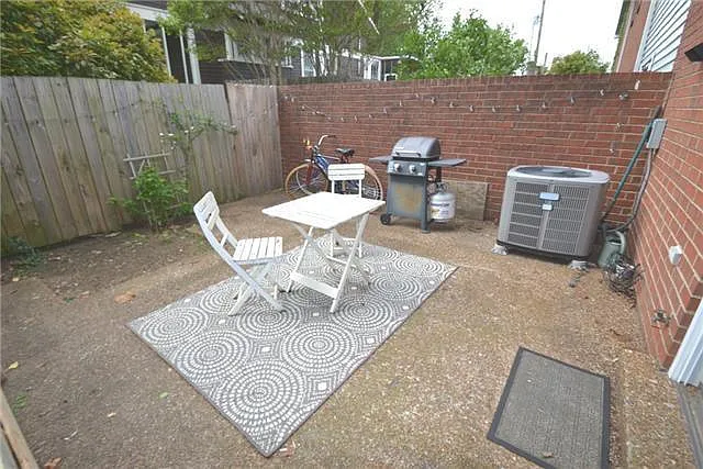 Large fenced patio