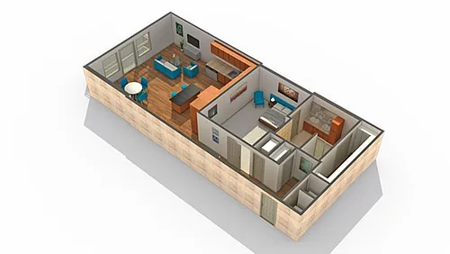 Floor plan 1 BR x 1 BA - H