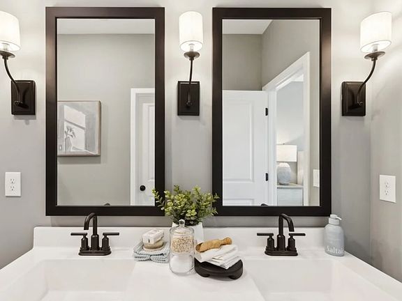 Primary bath with matte black fixtures