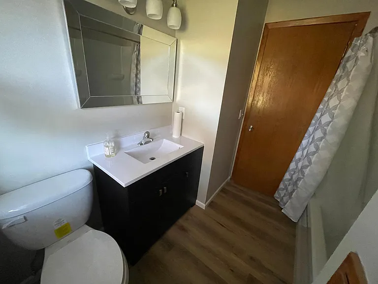 new LVT tile flooring in upper level full bath