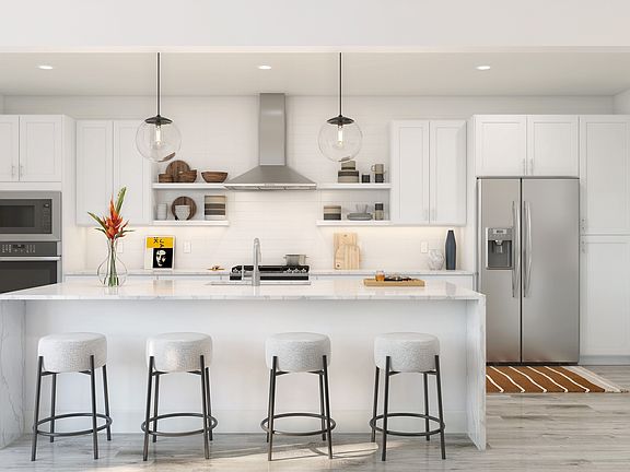 Kitchen with pendant lighting