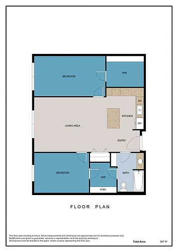 Floor plan 2 Bedroom 1 Bath