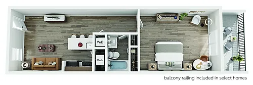 Floor plan 1 Bed x 1 Bath A