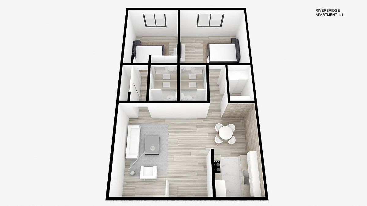 Floor plan Two Bed ~ Two Bath
