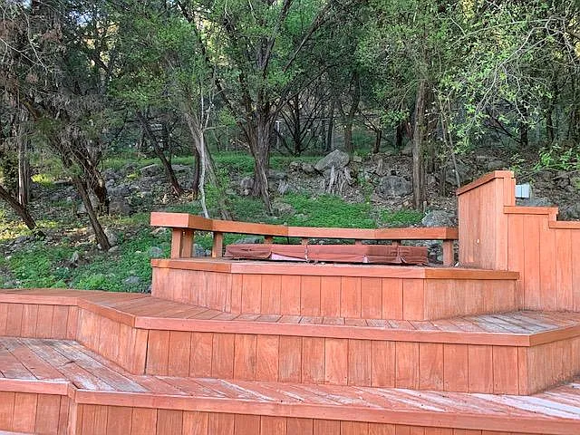 wooded view of the backyard