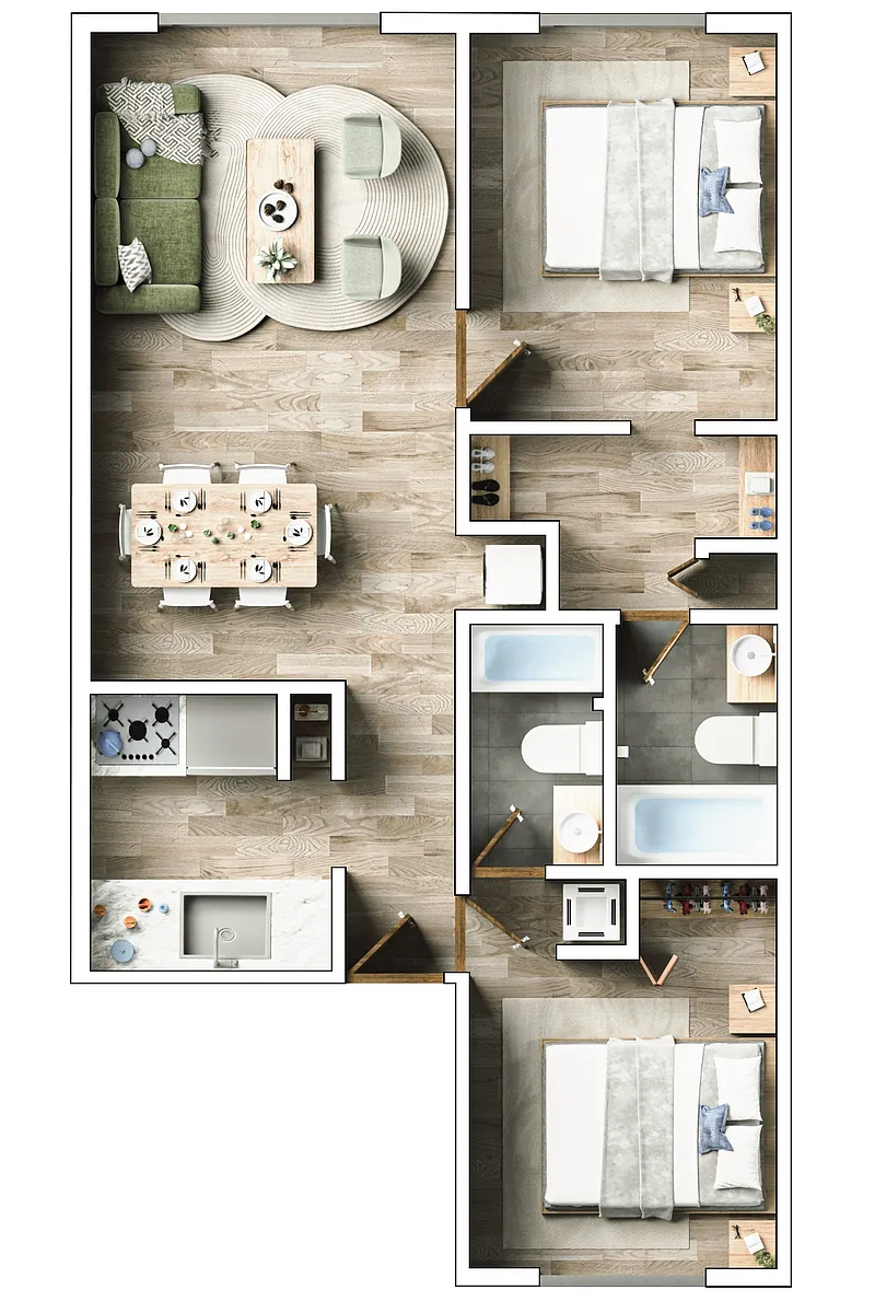 Floor plan 2 Bedrooms, 2 Bathrooms