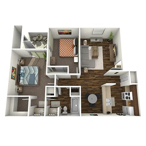 Floor plan 2 Bedroom 1 Bathroom