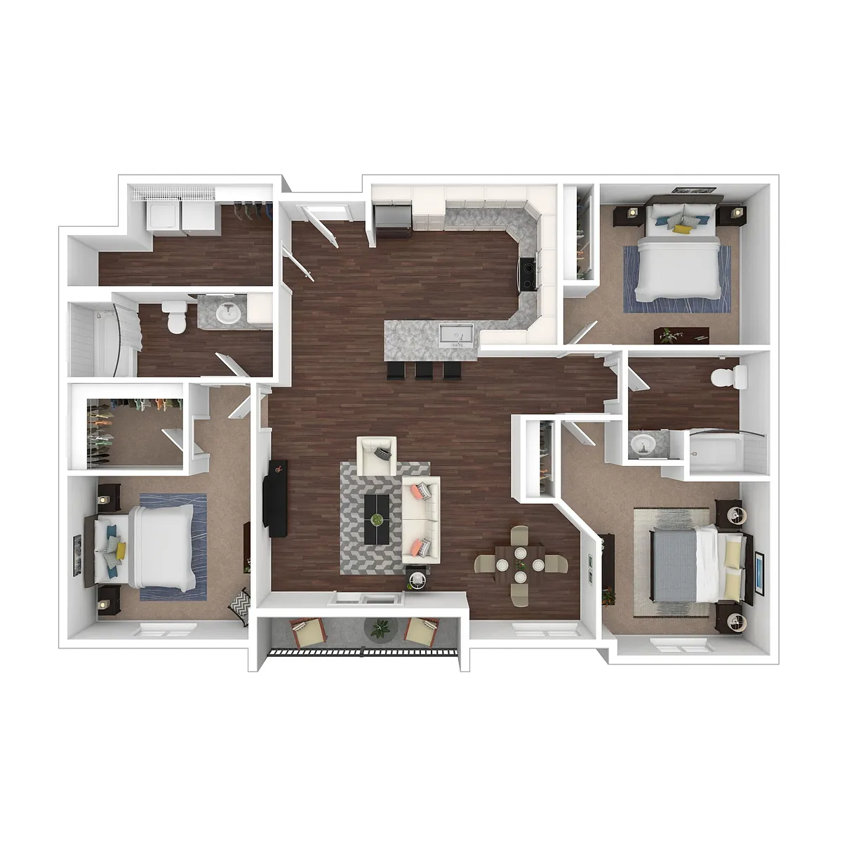 Floor plan Income-Restricted 3 Bedroom, 2 Bath