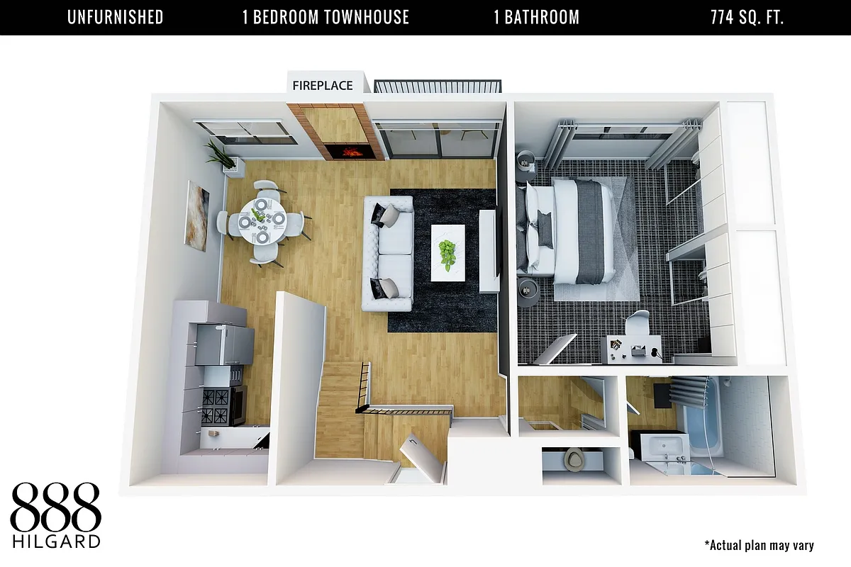 Floor plan 1+1 Townhouse Unfurnished