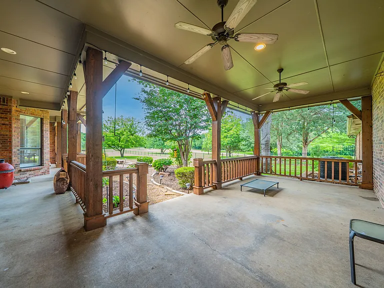 Relaxing Covered Porch with BBQ, String Lights & Peaceful Garden Views