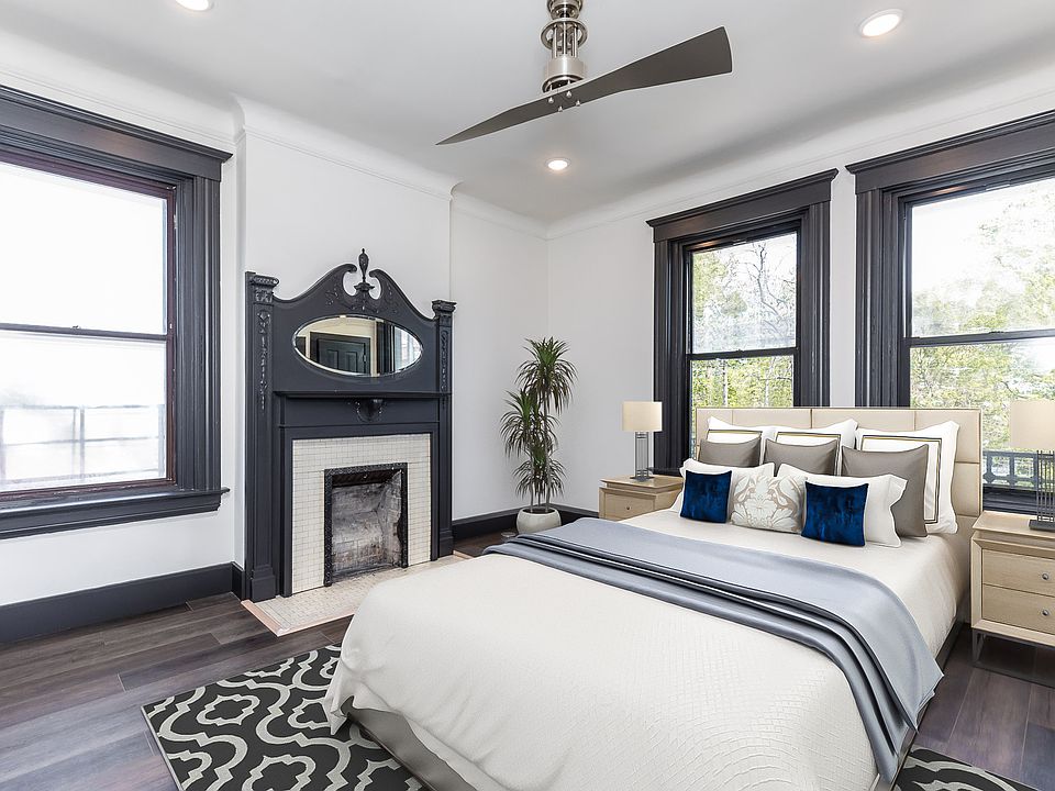 Spacious bedroom with nice closet space, cool fan!