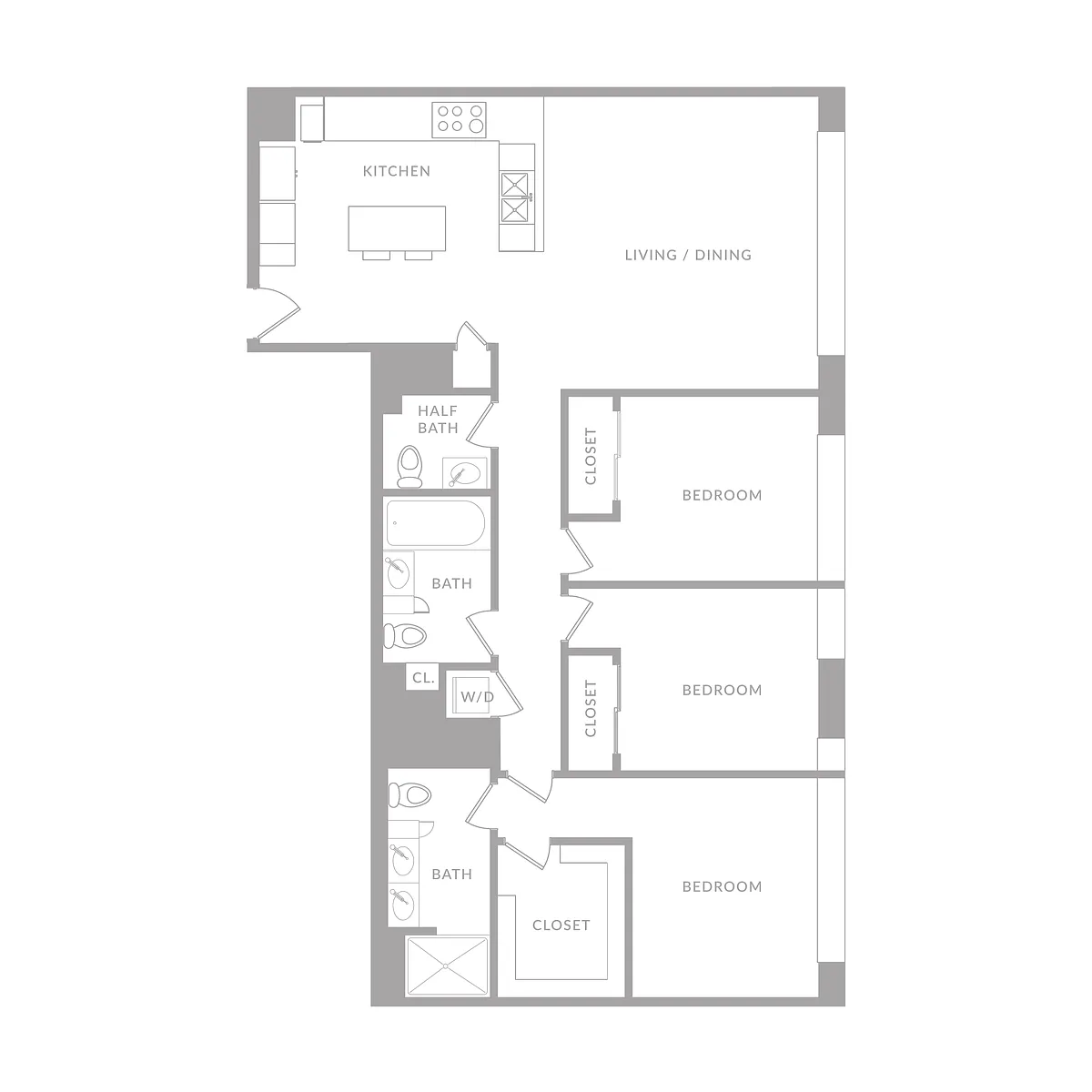 Floor plan Three Bedroom