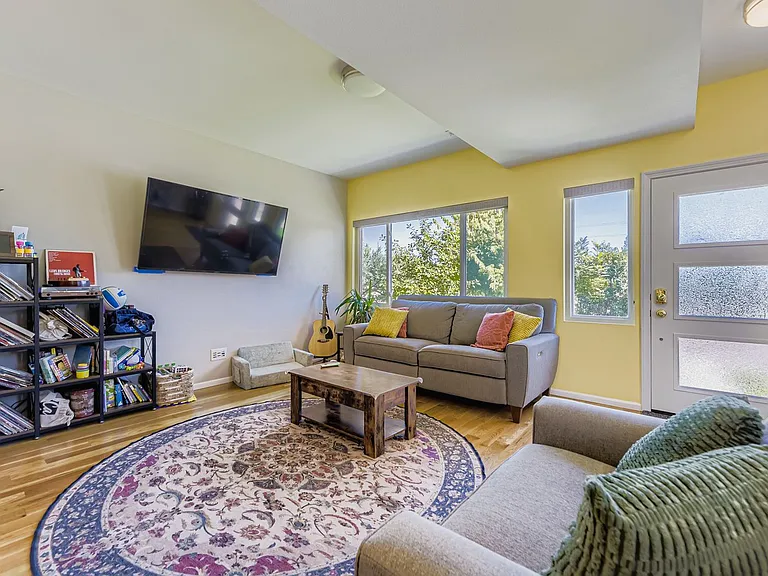 Living room with big, energy efficient windows