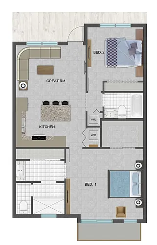 Floor plan 2 Bed Unit