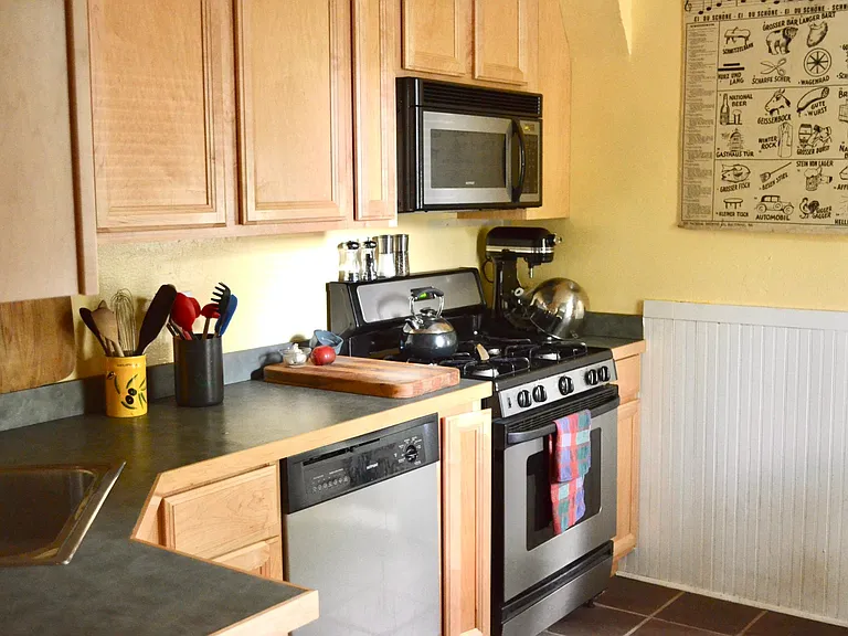 Spacious kitchen with built in microwave