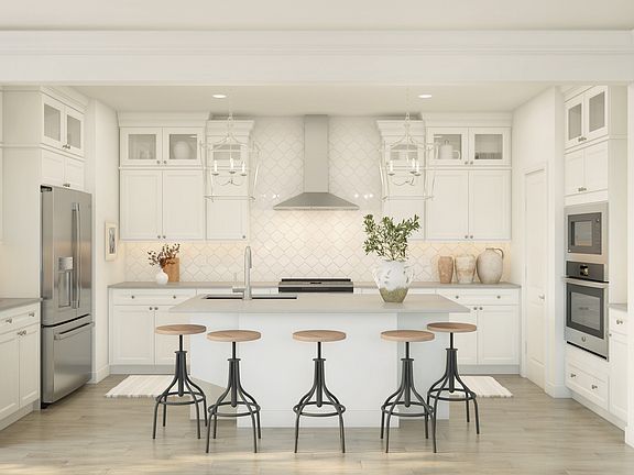 Kitchen with pendant lighting