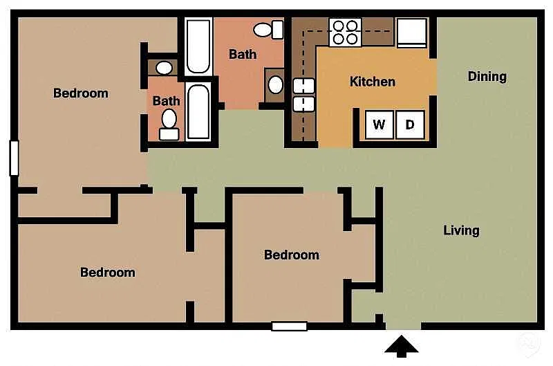 Floor plan 3Bed - 2Bath