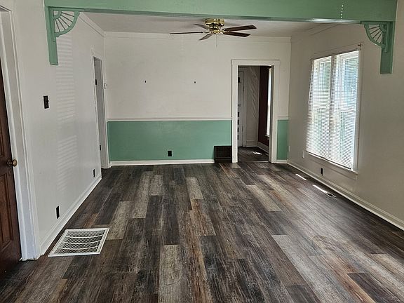 view from inside front door, looking toward door entering into kitchen