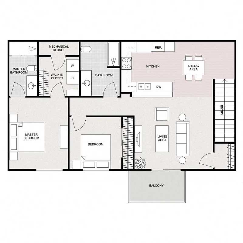 Floor plan 2 Bedroom 2 Bathroom - Upper
