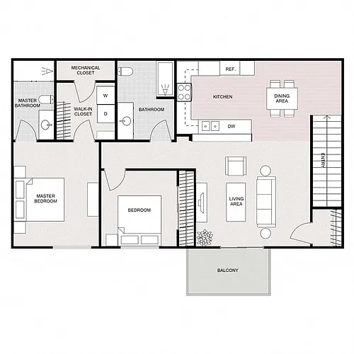 Floor plan 2 Bedroom 2 Bathroom - Upper