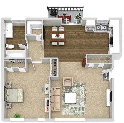 Floor plan The Brooks (1BR / 1BA)