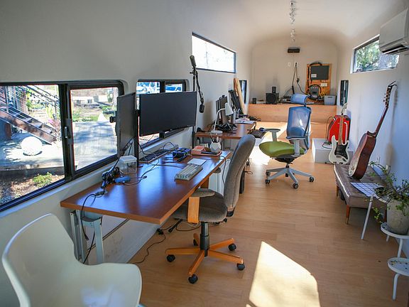 Office set up inside bus