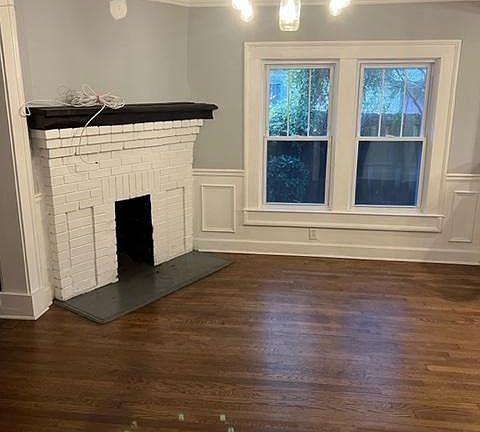 Dining room with fireplace