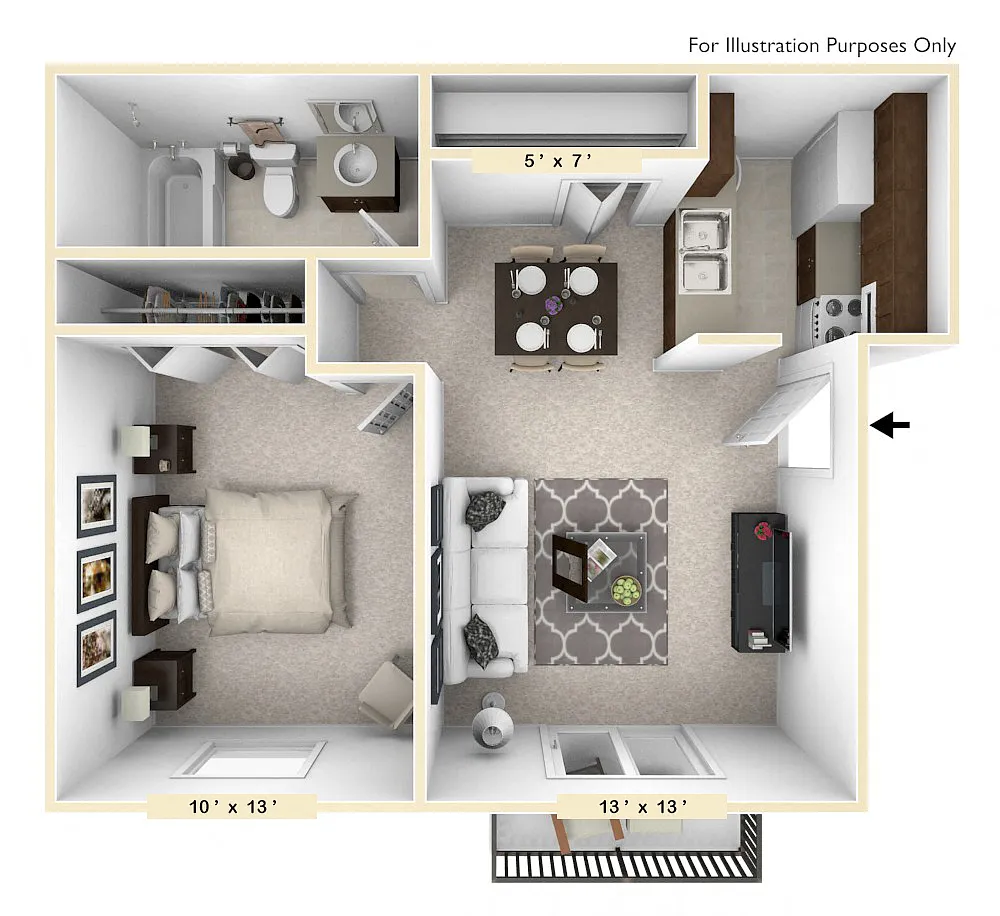 Floor plan The Morgan 1 BR 1 BA