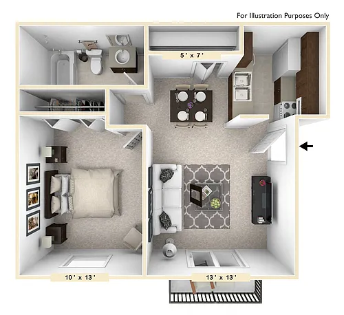 Floor plan The Morgan 1 BR 1 BA