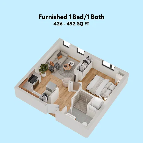 Floor plan Furnished 1-Bedroom