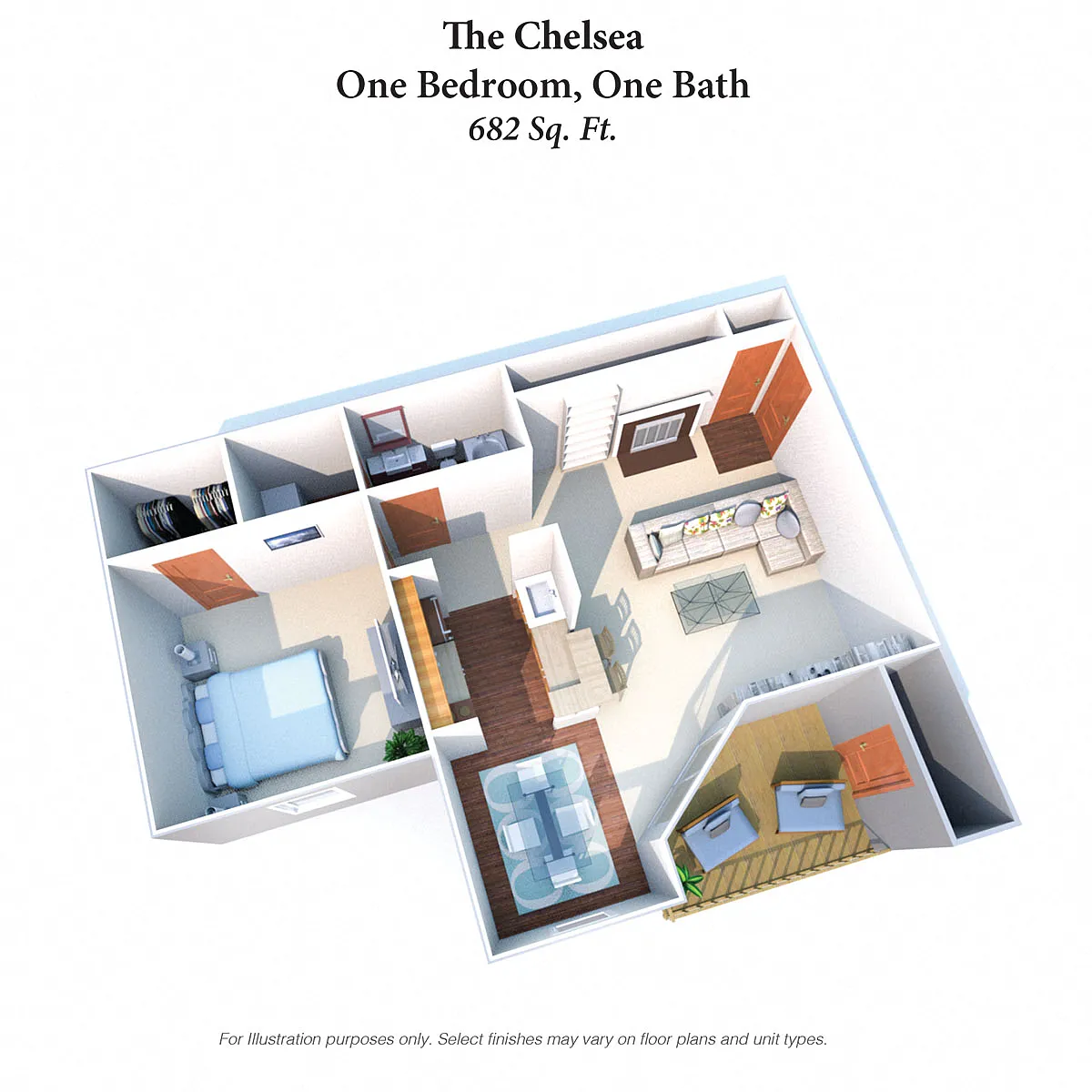 Floor plan The Chelsea: 1 Bed, 1 Bath