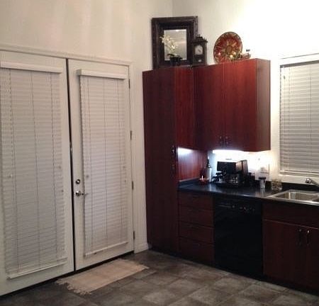French doors in kitchen