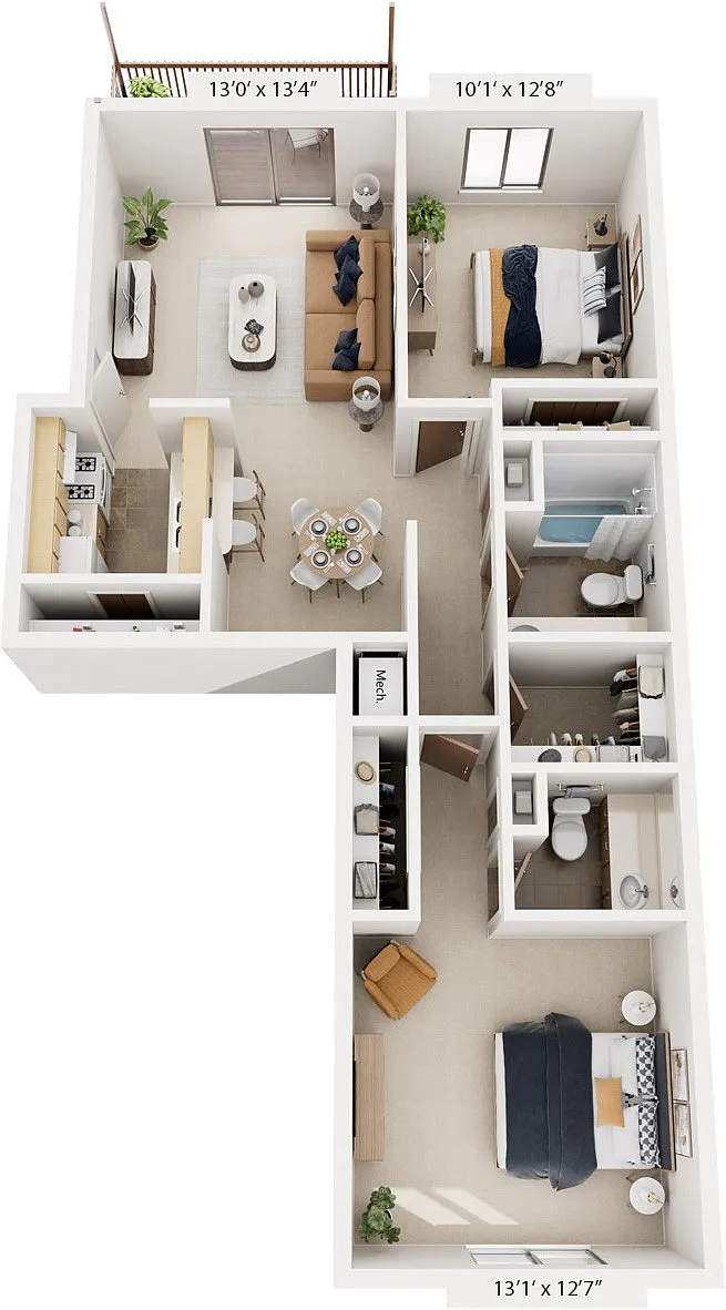 Floor plan Walk-Thru Two Bedroom