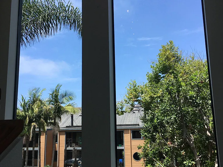 Picture window brings in plentiful natural light.