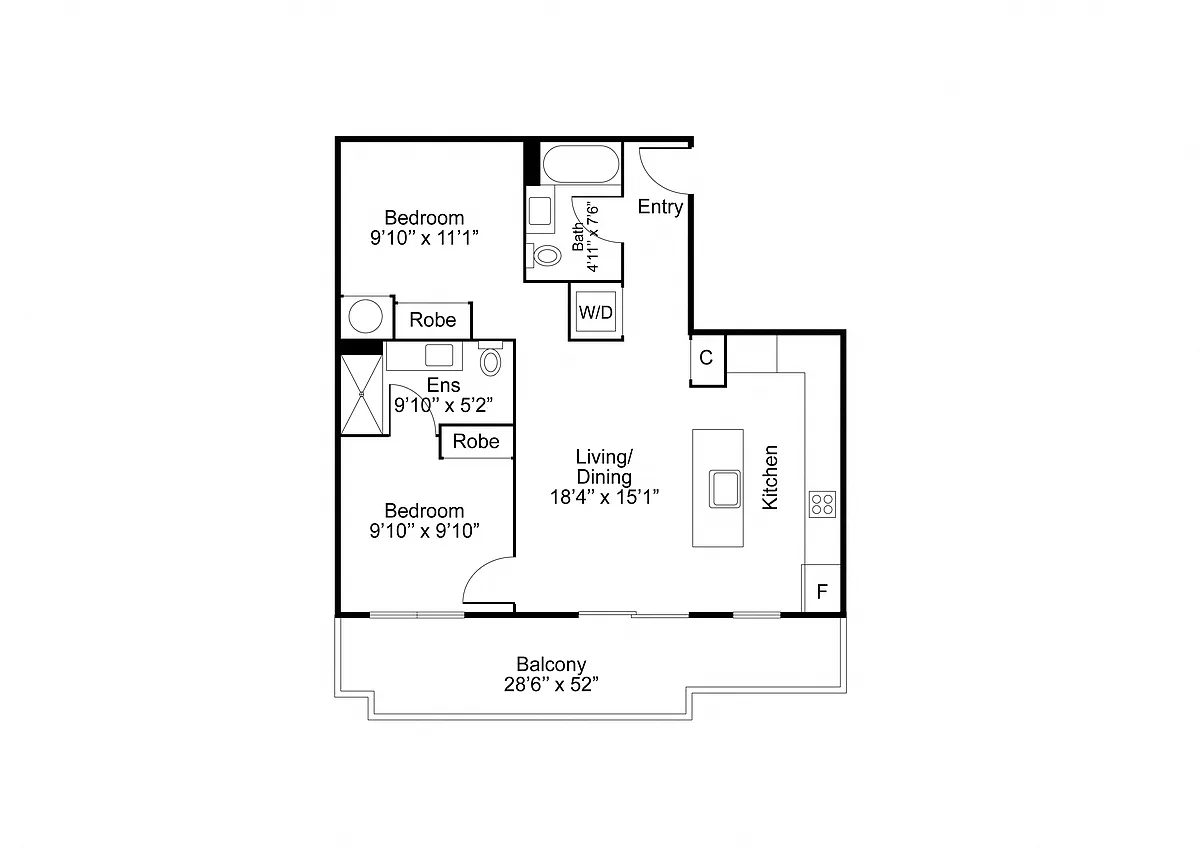 Floor plan 2 Bed 2 Bath