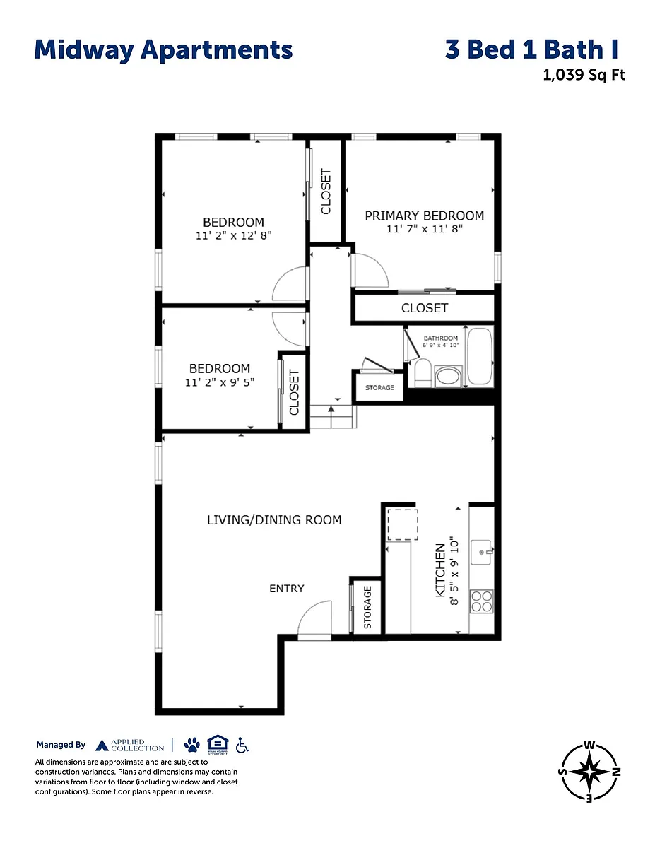 Floor plan 3 Bed 1 Bath I