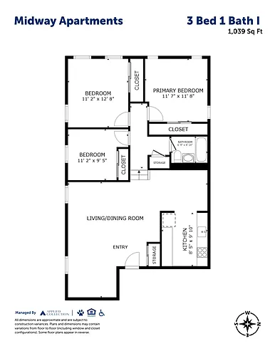 Floor plan 3 Bed 1 Bath I