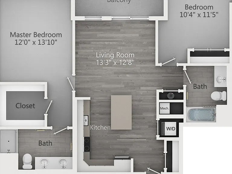 Two Bedroom Two Bathroom (1043 SF) Two Bedroom Two Bathroom (1043 SF)