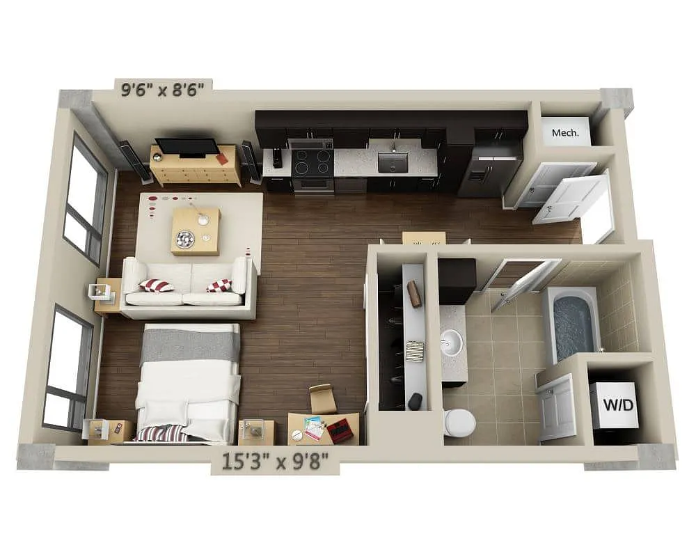 Floor plan Studio E1B